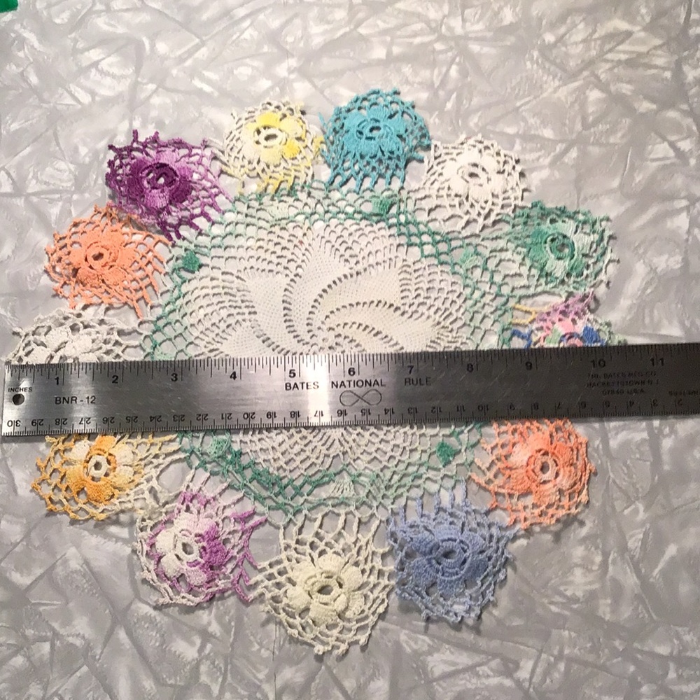 🔥SALE Small pair handmade vintage decorative kitchen hot pads doilies rainbow - Picture 12 of 14